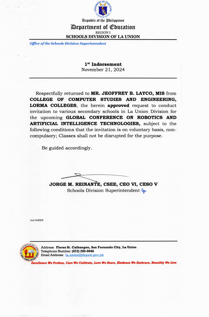 Endorsement Letter